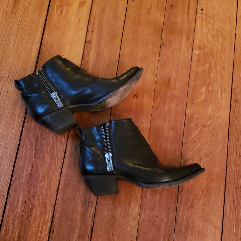 Black Frye Sacha Moto Shortie Leather Ankle Boot